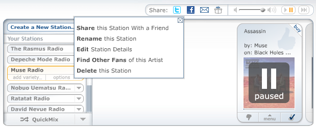 Select Share this Station With a Friend